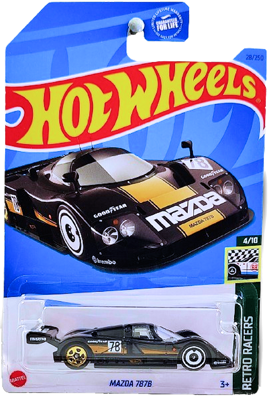 Hot Wheels 2023 - Collector # 028/250 - Retro Racers 4/10 - Mazda 787B - Black / #78 - General Dollar Exclusive - USA Card