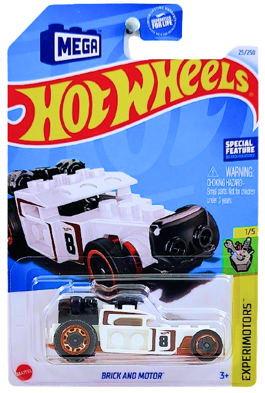 Hot Wheels 2024 - Collector # 025/250 - Experimotors 1/5 - Brick and Motor - White - USA Card