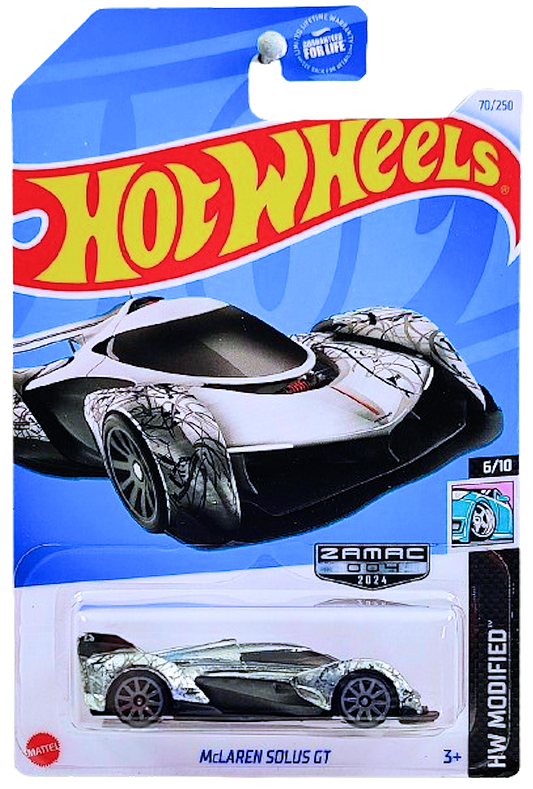 Hot Wheels 2024 - Collector # 070/250 - HW Modified 6/10 - ZAMAC # 004 - McLaren Solus GT - ZAMAC - Walmart Exclusive - USA Card