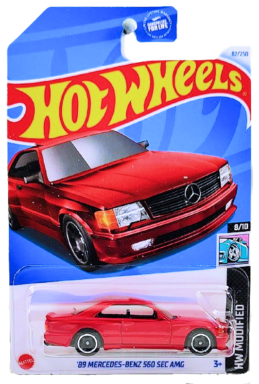 Hot Wheels 2024 - Collector # 082/250 - HW Modified 8/10 - '89 Mercedes-Benz 560 SEC AMG - Red - USA Card