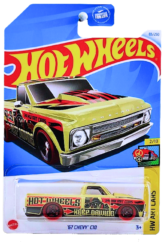 Hot Wheels 2024 - Collector # 083/250 - HW Art Cars 2/10 - '67 Chevy C10 - Tan / "E" - USA Card