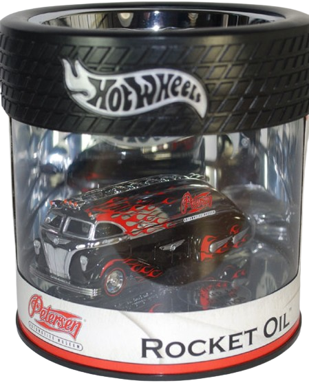 Hot Wheels 2005 - Petersen Automotive Museum / Showcase - Rocket Oil -  Spectraflame Black & Chrome with Flames - Metal/Metal & Real Riders -  Showcase 