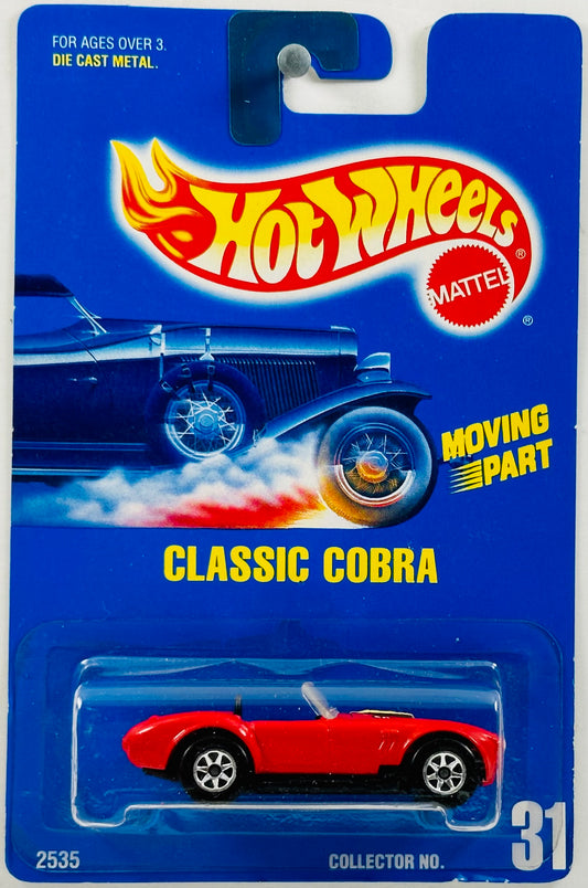Hot Wheels 1995 - Collector # 031 - Classic Cobra - Red - 7 Spokes - USA Blue Card