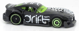 Hot Wheels 2022 - Collector # 240/250 - HW Drift 5/5 - Treasure Hunts - Muscle and Bound - Glossy Black / White diagonals, "hw drift club" all around body, a ghost Treasure Hunt Circle Flame Logo on Doors and Hood - USA Card