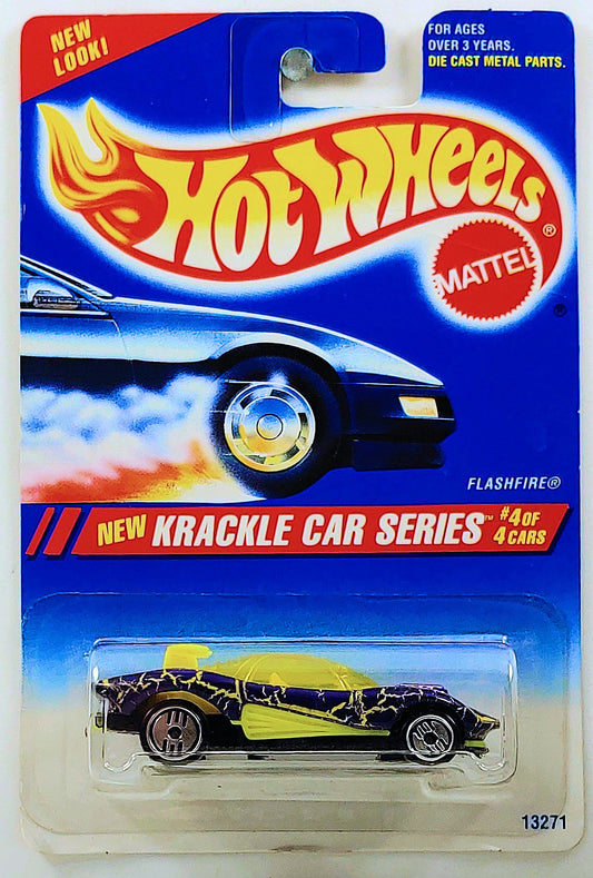 Hot Wheels 1995 - Collector # 284 - Krackle Car Series 4/4 - Flashfire - Purple - UH Wheels - Red Hot Wheels Logo