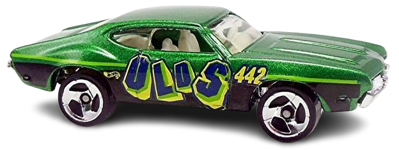 Hot Wheels 2000 - Collector # 012/250 - Seein' 3D Series 4/4 - Olds 442 - Green - 3 Spokes - USA 'Angled' Card