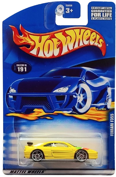 Hot Wheels 2001 - Collector # 191/240 - Ferrari F355 - Yellow - PR5 Wheels - USA Card