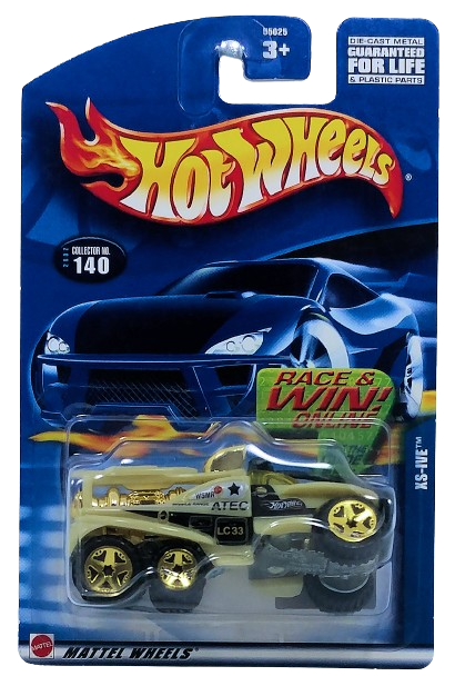 Hot Wheels 2002 - Collector # 140/240 - XS-IVE (Brush Fire Truck) - Biege - Gold Chrome OR5 Spoke - USA 'Race &amp; Win' Card