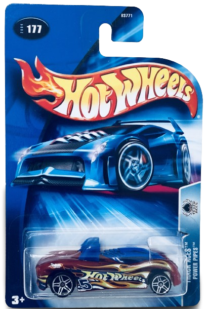 Hot Wheels 2004 - Collector # 177/212 - Track Aces - Power Pipes - Red - Chrome PR5 Wheels - USA Card