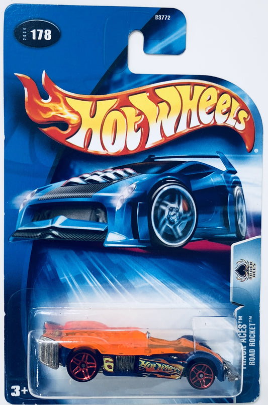Hot Wheels 2004 - Collector # 178/212 - Track Aces - Road Rocket - Blue - USA Card