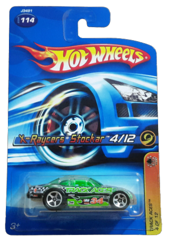 Hot Wheels 2006 - Collector # 114/223 - Track Aces 4/12 - X-Raycers Stockar - Clear / #34 / Various Racing Decals - USA