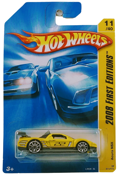 Hot Wheels 2008 - Collector # 011/172 - First Editions 11/40 - Acura NSX - Yellow - 10 Spokes - IC