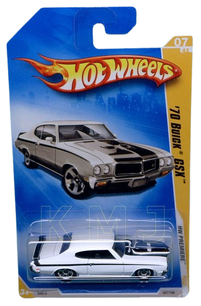 Hot Wheels 2009 - Collector # 007/166 - HW Premiere 07/42 - '70 Buick GSX - White - Black Stripes on Hood - IC
