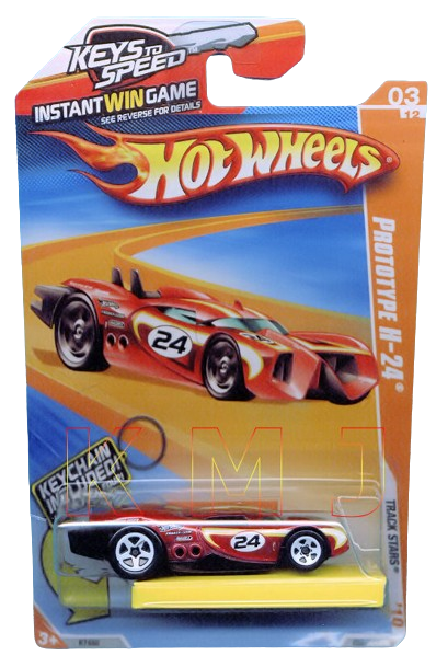 Hot Wheels 2010 - Collector # 059/240 - Track Stars 03/12 - Prototype H-24 - Red - USA Instant Win Card with Key Chain