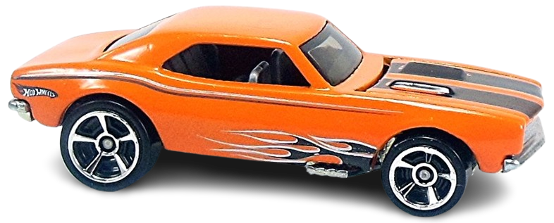 Hot Wheels 2010 - Collector # 086/240 - Muscle Mania 8/10 - '67 Camaro - Orange - Opening Hood - USA