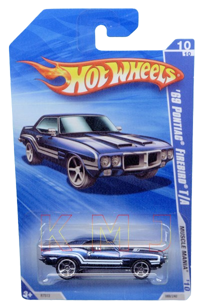 Hot Wheels 2010 - Collector # 088/240 - Muscle Mania 8/10 - '69 Pontiac Firebird T/A - Dark Blue - USA Card