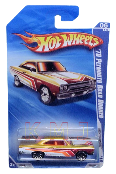 Hot Wheels 2010 - Collector # 094/240 - Nightburnernz 6/10 - '70 Plymouth Road Runner - Gold - USA Card