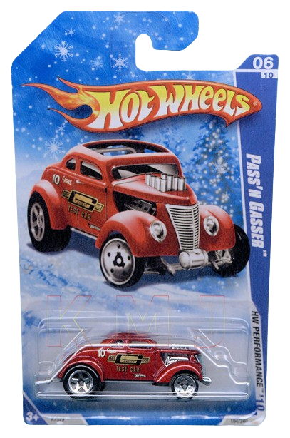 Hot Wheels 2010 - Collector # 104/240 - HW Performance 6/10 - Pass'n Gasser - Red / Mr Gasket - Target Exclusive - USA 'Snowflake' Card
