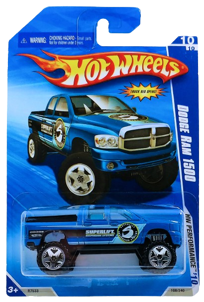Hot Wheels 2010 - Collector # 108/240 - HW Performance 10/10 - Dodge Ram 1500 - Blue / Superlift - OR5 Wheels - USA Card