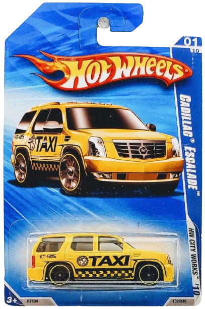 Hot Wheels 2010 - Collector # 109/240 - HW City Works 1/10 - Cadillac Escalade - Yellow / TAXI - USA