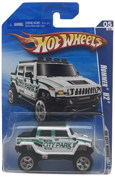 Hot Wheels 2010 - Collector # 113/240 - HW City Works 5/10 - Hummer H2 - White / 'City Park' - Toys R Us Exclusive - USA Card
