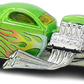 Hot Wheels 2010 - Collector # 140/240 - HW Hot Rods 2/10 - 1/4 Mile Coupe - Green Metallic with Flames - USA Instant Win Card with Key Chain