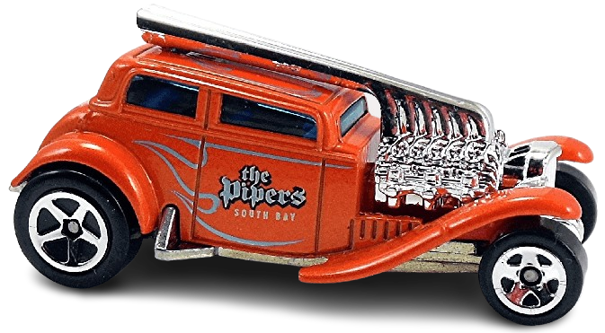 Hot Wheels 2010 - Collector # 145/240 - HW Hot Rods 7/10 - Straight Pipes - Orange / 'The Pipers' South Bay - USA Card