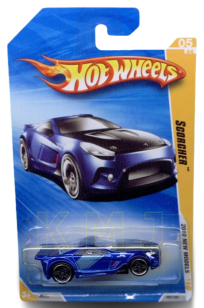 Hot Wheels 2010 - Collector # 005/240 - New Models 05/44 - Scorcher - Blue - Black Hood - USA Card