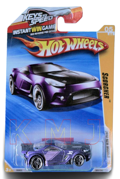 Hot Wheels 2010 - Collector # 005/240 - New Models 05/44 - Scorcher - Purple - USA Instant Win Card