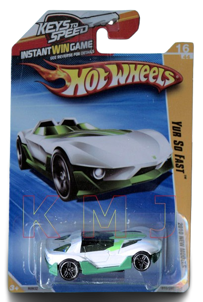 Hot Wheels 2010 - Collector # 016/240 - New Models 16/44 - Yur So Fast - White - USA Instant Win Card
