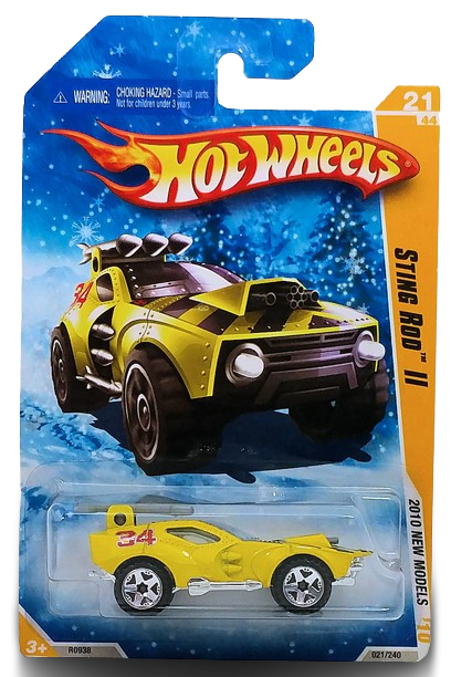 Hot Wheels 2010 - Collector # 021/240 - New Models 21/44 - Sting Rod II - Yellow - Target Exclusive - USA Snowflake Card