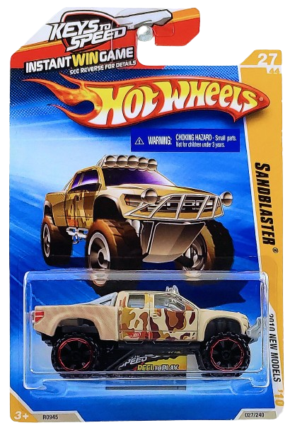 Hot Wheels 2010 - Collector # 027/240 - New Models 27/44 - Sandblaster - Tan Camo -  Red & Black OR6 Wheels - USA Instant Win Card