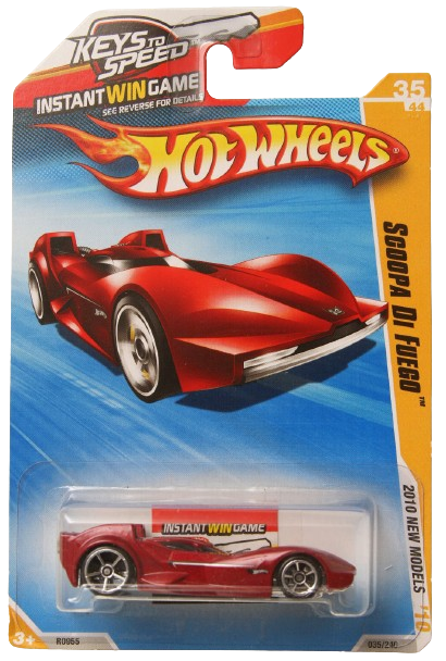 Hot Wheels 2010 - Collector # 035/240 - New Models 35/44 - Scoopa Di Fuego - Red - USA Instant Win Card