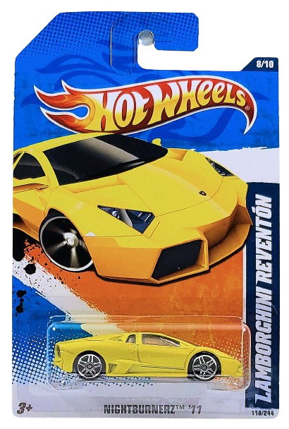 Hot Wheels 2011 - Collector 119/244 - Nightburnerz 8/10 - Lamborghini Reventon - Yellow - USA Card