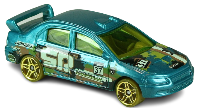 Hot Wheels 2012 - Collector # 188/247 - Thrill Racers / Swamp Rally - Mitsubishi 2008 Lancer Evolution - Turquoise / #37 / Various Racing Decals - USA