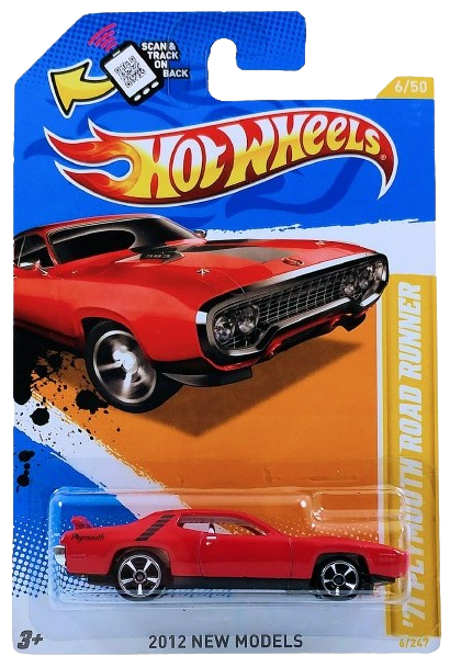 Hot Wheels 2012 - Collector # 006/247 - New Models 06/50 - '71 Plymouth Road Runner - Red - USA Card
