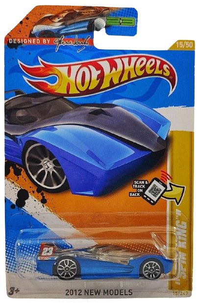 Hot Wheels 2012 - Collector # 015/247 - New Models 15/50 - Spin King - Satin Blue - J5 Wheels - USA Card