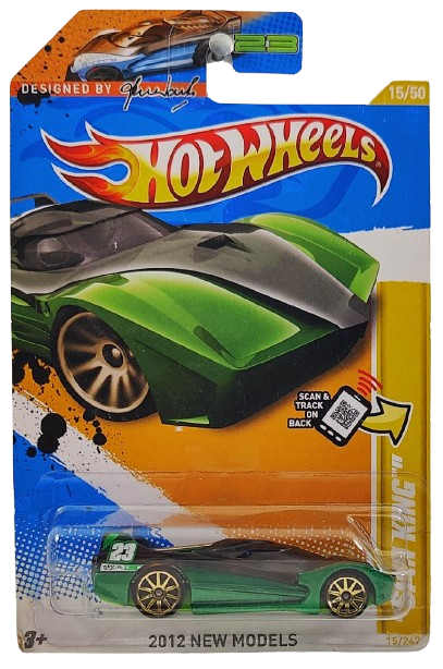 Hot Wheels 2012 - Collector # 015/247 - New Models 15/50 - Spin King - Metalflake Green - Gold 10 Spoke Wheels - USA Card