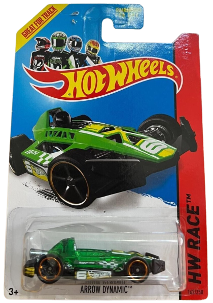 Hot Wheels 2014 - Collector # 162/250 - HW Race / Track Aces - Arrow Dynamic - Transparent Green - USA Card