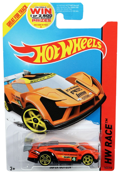 Hot Wheels 2014 - Collector # 163/250 - HW Race / Track Aces - Super Blitzen - Orange - USA Card