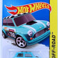 Hot Wheels 2015 - Collector # 080/250 - HW Off-Road / Road Rally - Morris Mini - Baby Blue / #398 / Checkerboard Roof / Various Racing Decals - USA Card