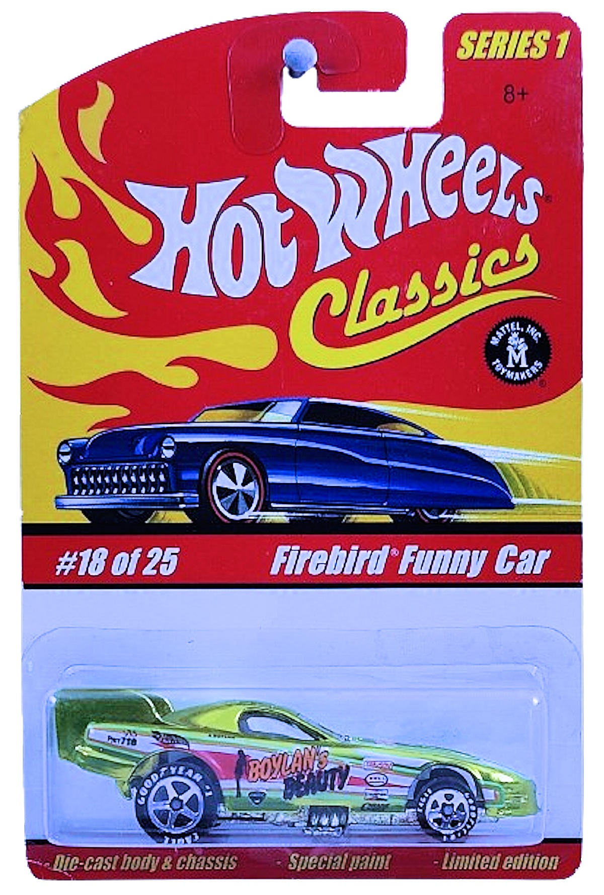 Hot Wheels 2005 - Classics Series 1 # 18/25 - Firebird Funny Car - Spectraflame Antifreeze - 5 Spoke Wheels on Good Year Tires - Metal/Metal - Body Flips Up