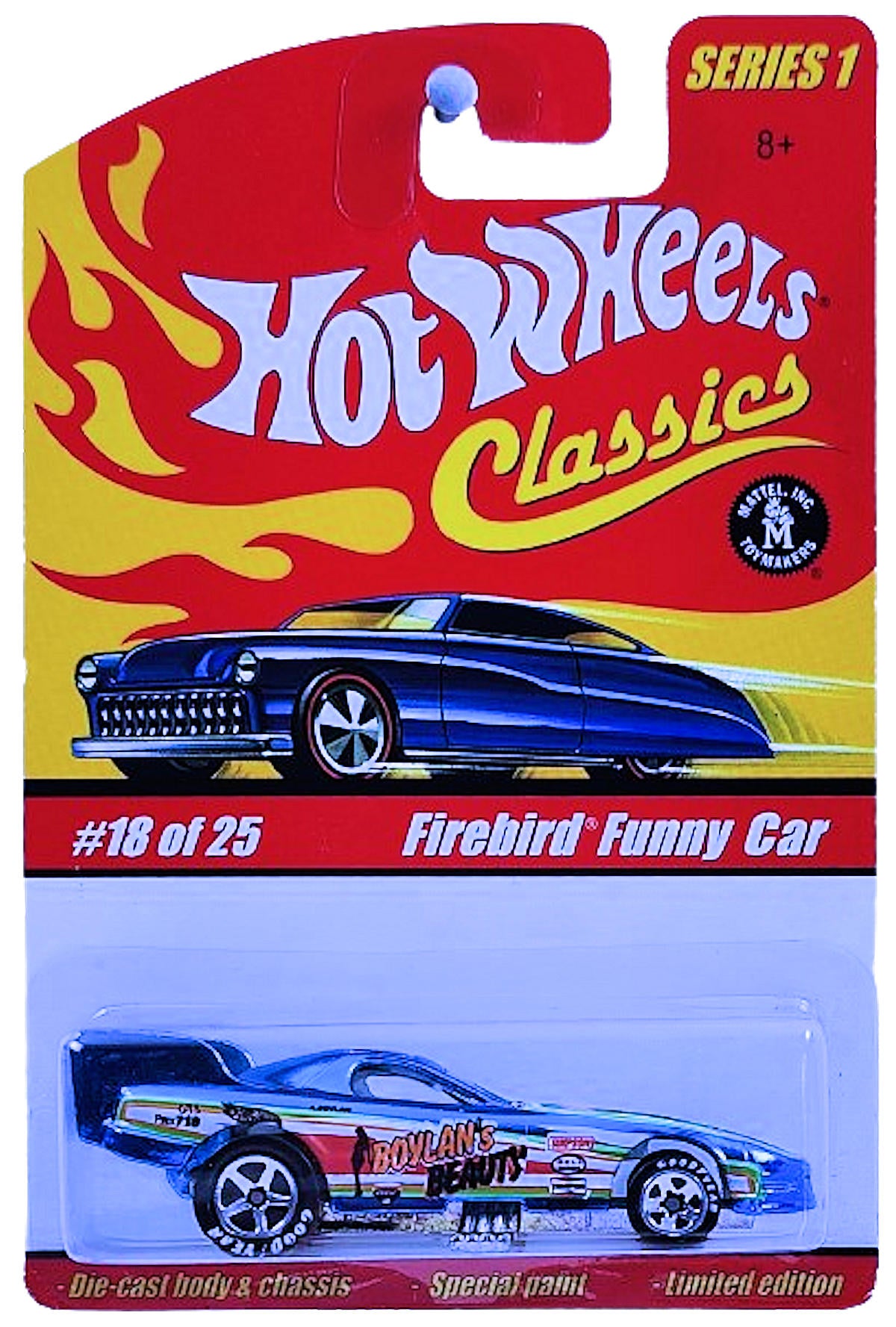 Hot Wheels 2005 - Classics Series 1 # 18/25 - Firebird Funny Car - Spectraflame Light Blue - 5 Spoke Wheels on Good Year Tires - Metal/Metal - Body Flips Up