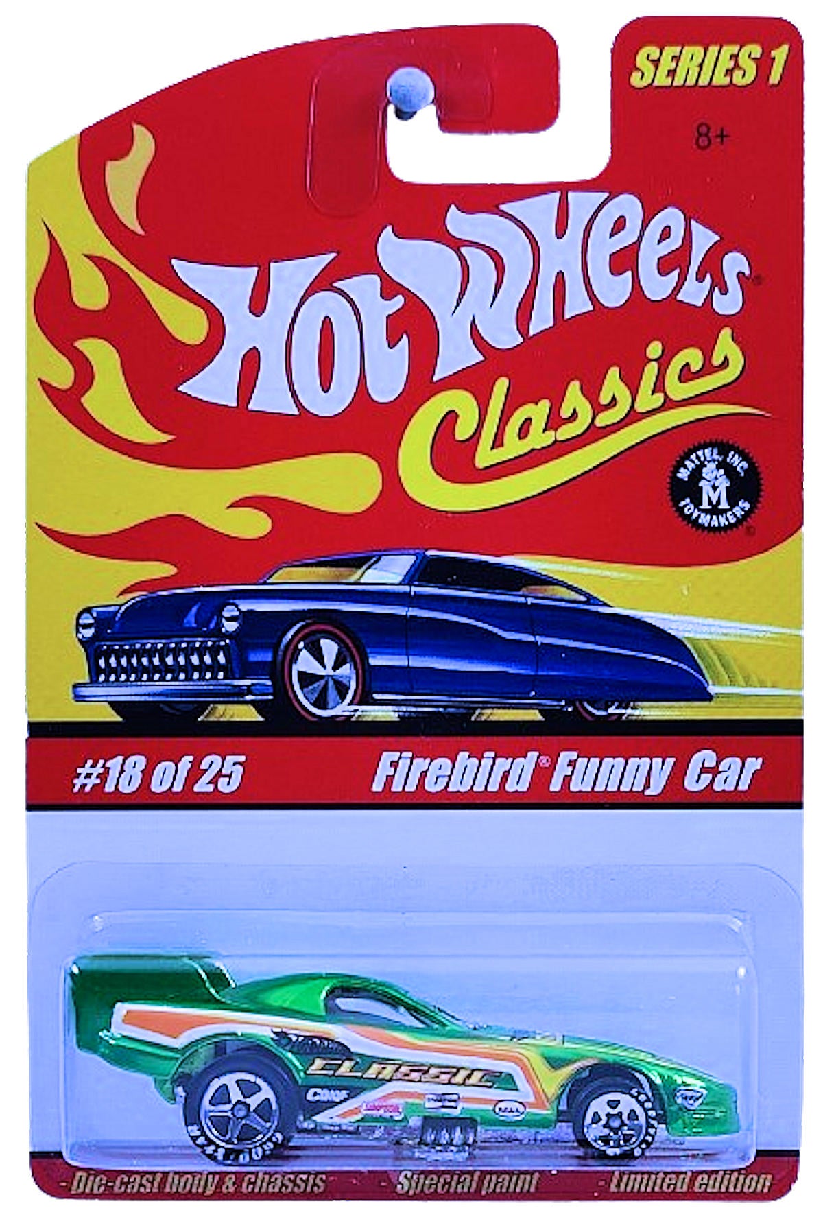 Hot Wheels 2005 - Classics Series 1 # 18/25 - Firebird Funny Car - Spectraflame Green - 5 Spoke Wheels on Good Year Tires - Metal/Metal - Body Flips Up