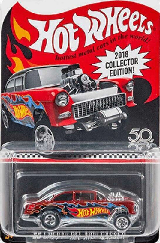 Hot Wheels 2018 - Collector Edition - '55 Chevy Bel Air Gasser - Metallic Red - Metal/Metal & Real Riders - KMart Exclusive Mail-In, NOT Sold in Stores - Kar Keeper