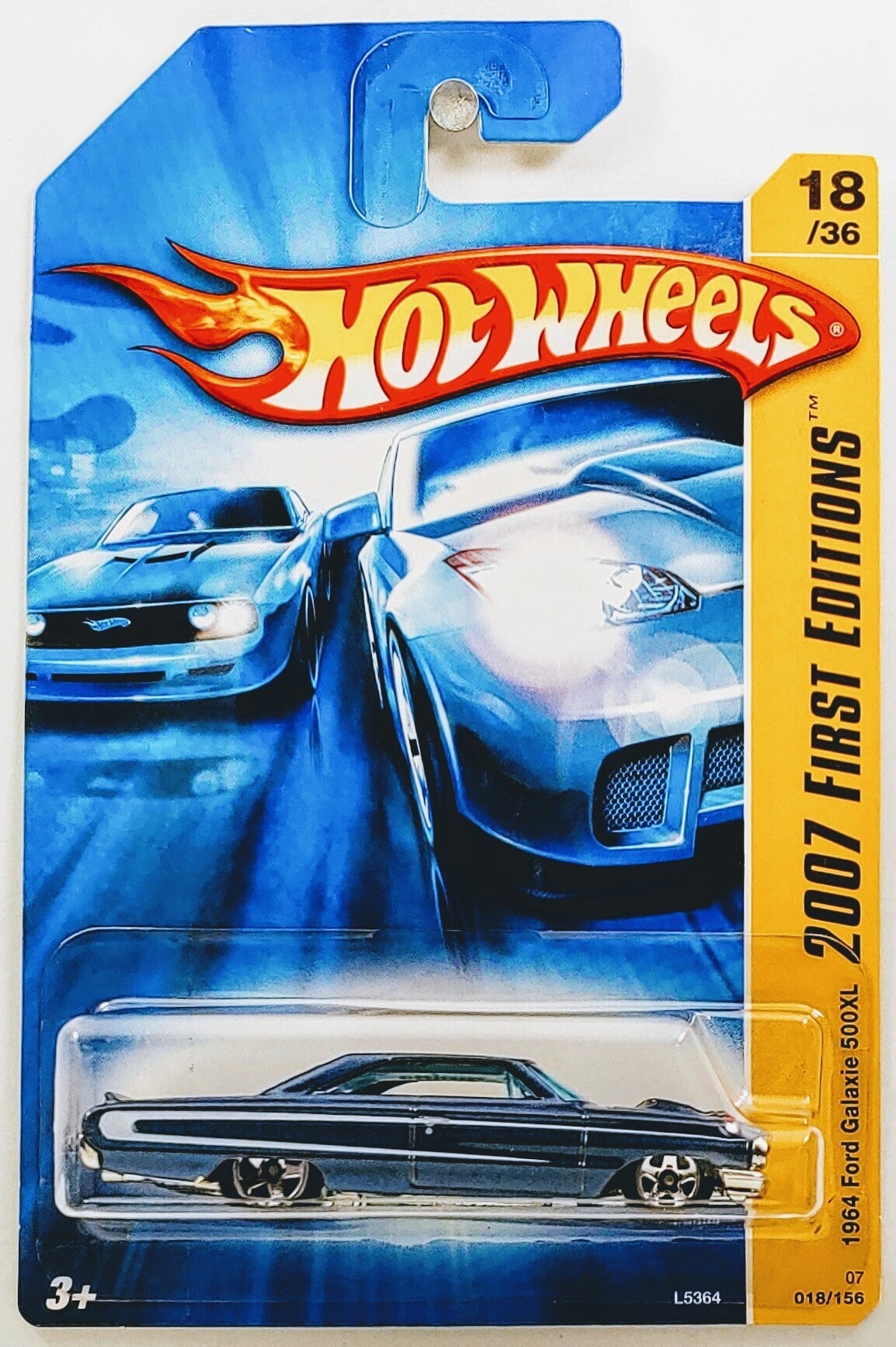 Hot Wheels 2007 - Collector # 018/156 - First Editions 18/36 - 1964 Ford Galaxie 500XL - Metallic Dark Blue - International Card