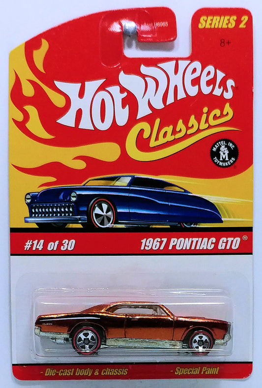 Hot Wheels 2006 - Classics Series 2 # 14/30 - 1967 Pontiac GTO - Spectraflame Orange - 5 Spokes with Redlines - Metal/Metal