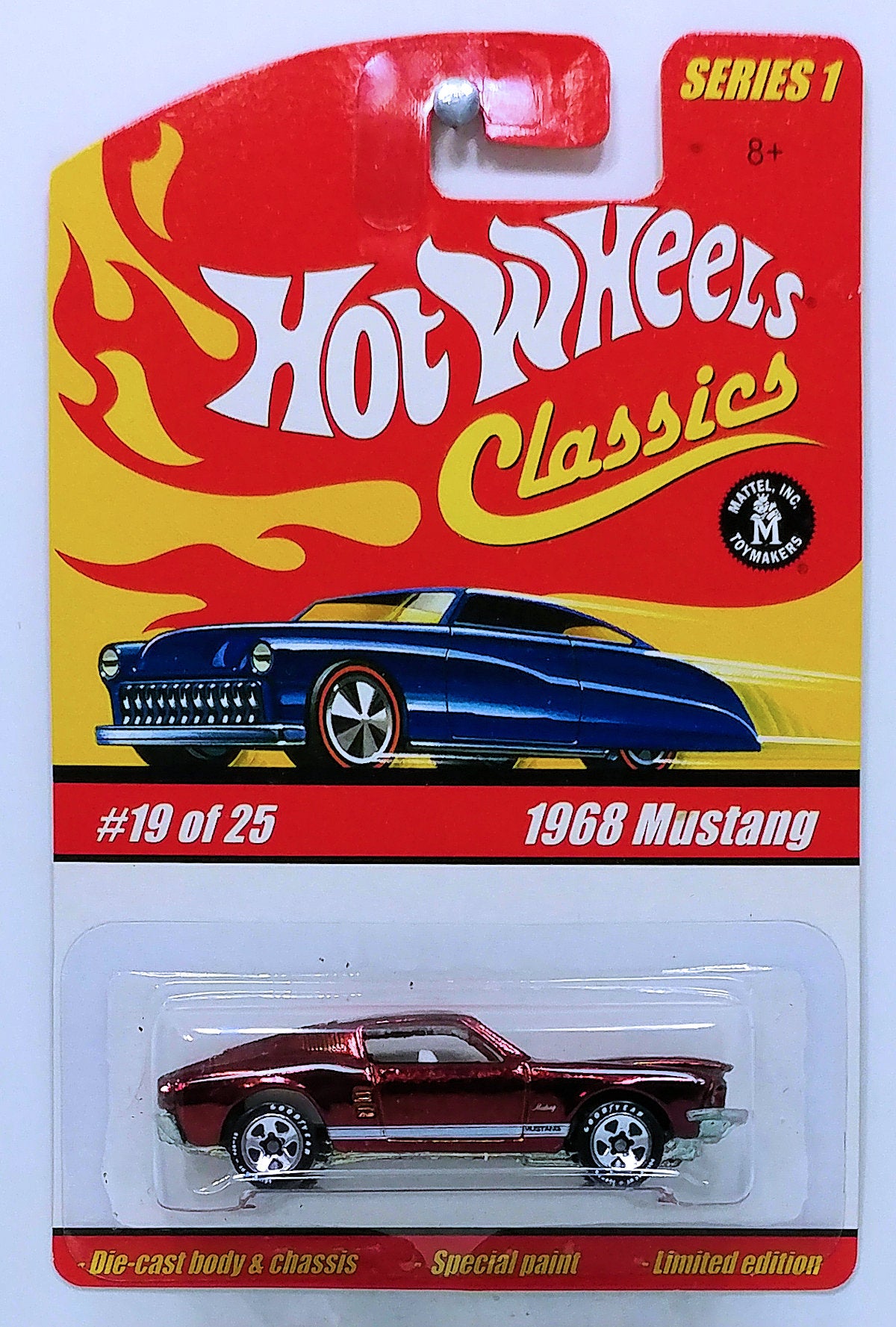 Hot Wheels 2005 - Classics Series 1 # 19/25 - 1968 Mustang - Spectraflame Brown - 5 Spokes & Good Year - Opening Hood - Metal/Metal