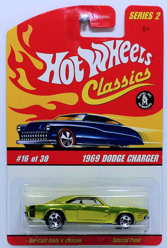 Hot Wheels 2006 - Classics Series 2 # 16/30 - 1969 Dodge Charger - Spectraflame Antifreeze - 5 Spokes with BF Goodrich Tires - Metal/Metal - Opening Hood