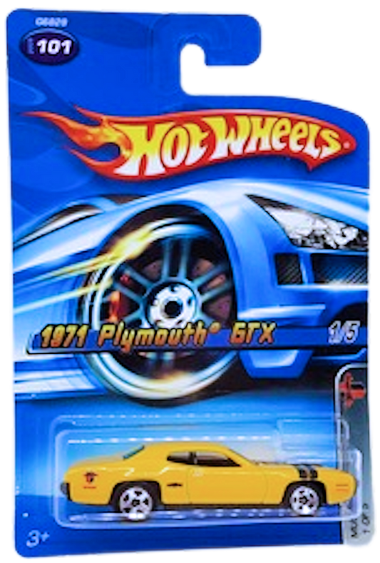 Hot Wheels 2005 - Collector # 101/183 - Muscle Mania 01/05 - 1971 Plymouth GTX - Enamel Yellow - Black Base - USA '06